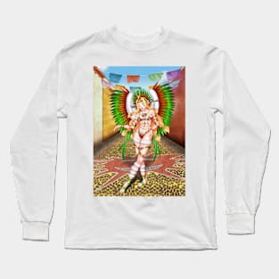 Christmas Quetzalcoatl Background Long Sleeve T-Shirt